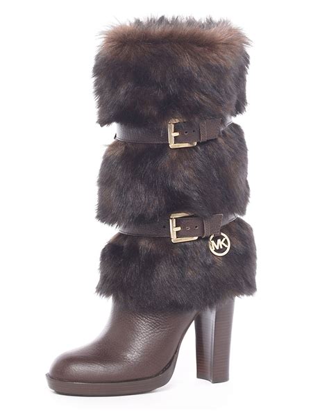 michael kors faux fur boots|Michael Kors monogram boots.